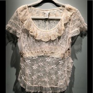 Anthropologie Ivory lace blouse